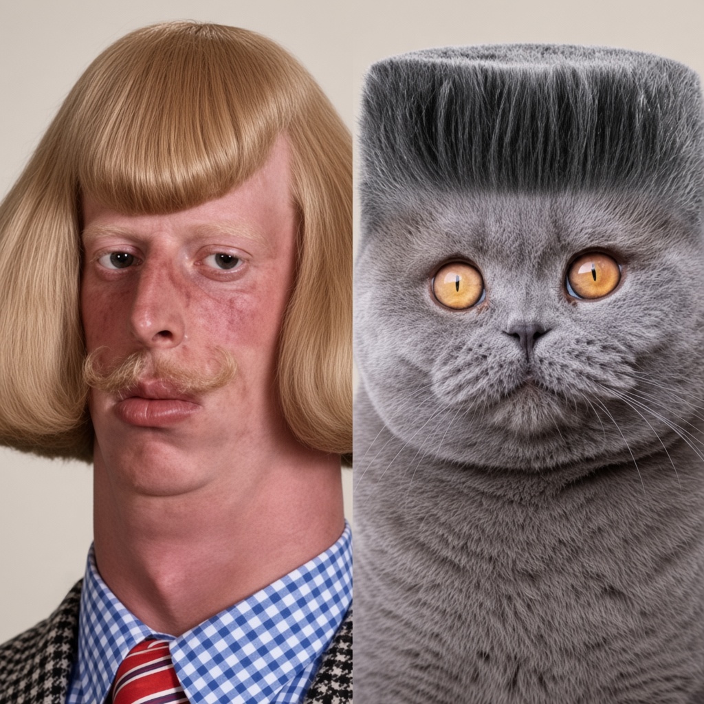 Jean Phil and Folk Valley Cat staring side by side