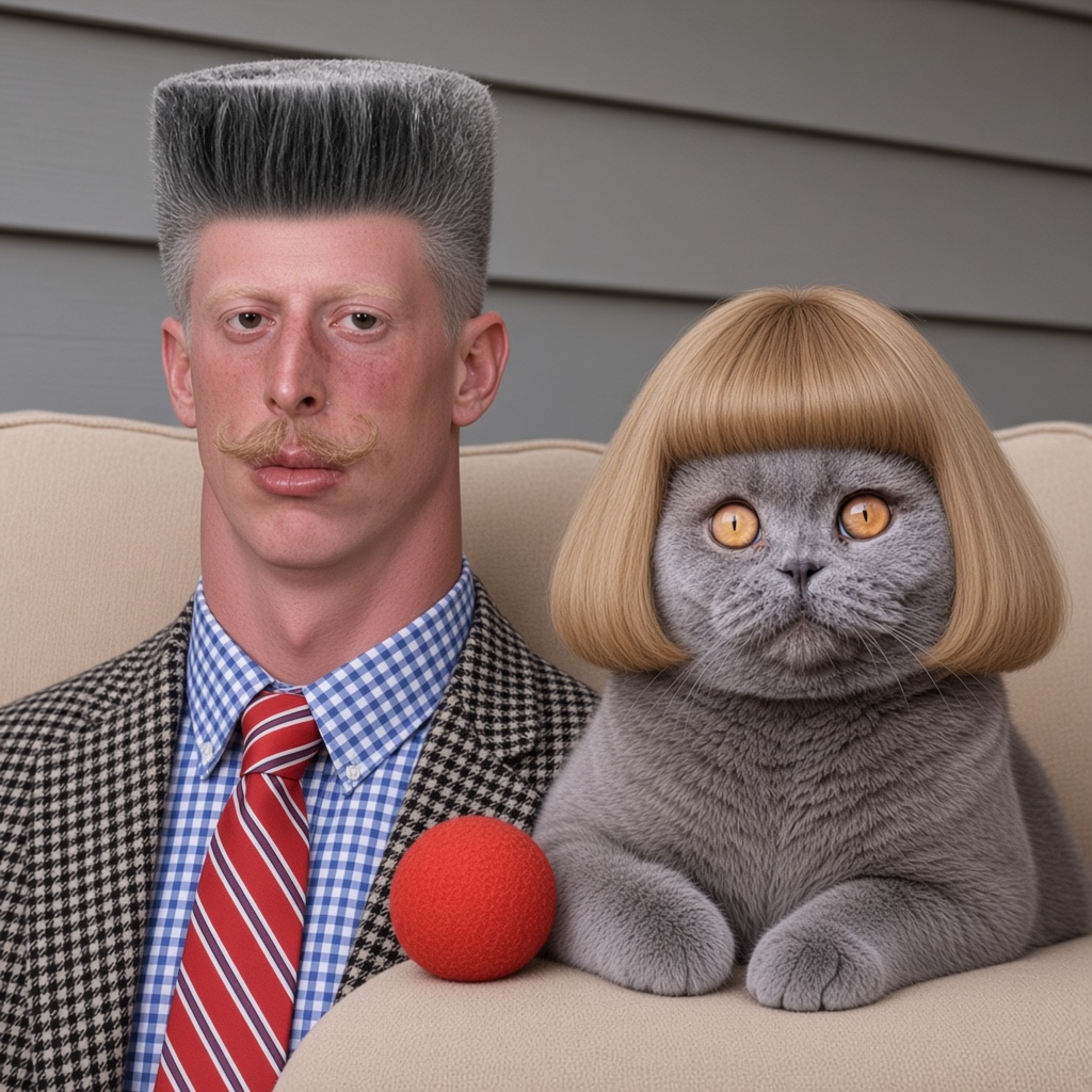 Jean Phil with a flattop and Folk Valley Cat with a mushroom bob